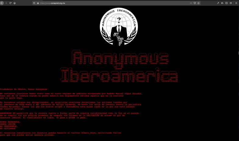 ‘Anonymous’ hackea cuenta del CONAPRED