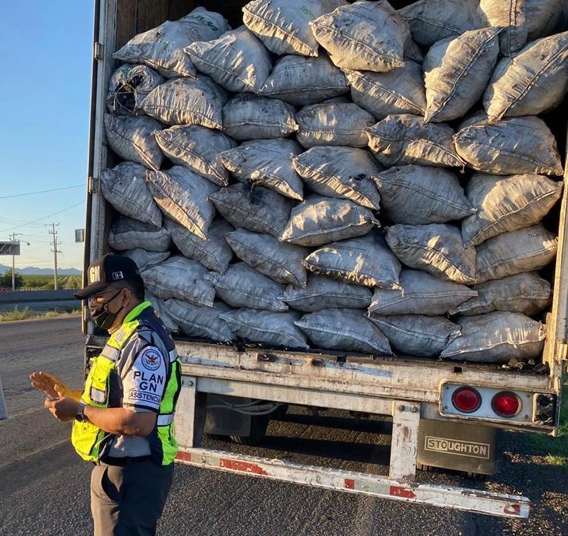 Guardia Nacional localizó 21 toneladas de carbón vegetal en Chihuahua