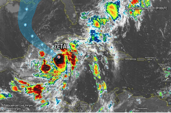 Tormenta 'Zeta' se intensifica a huracán categoría 1; tocará caribe mexicano en próximas horas