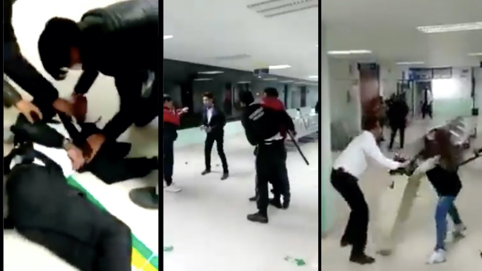 Familiares se enfrentan a guardias en Hospital de Tlaxcala (Video)