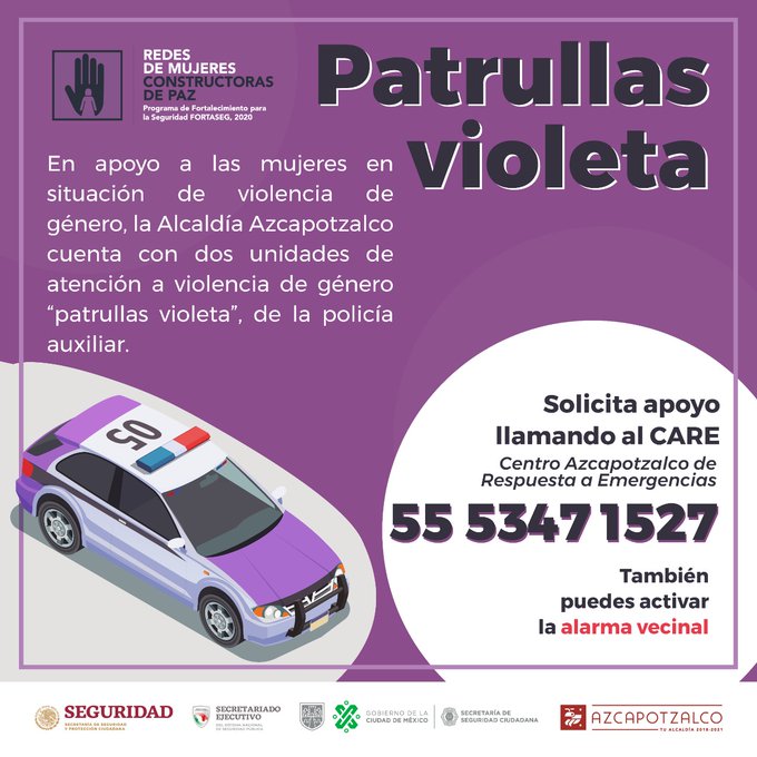 Alcaldía Azcapotzalco pone en marcha el programa 'patrullas violeta': SSC-CDMX