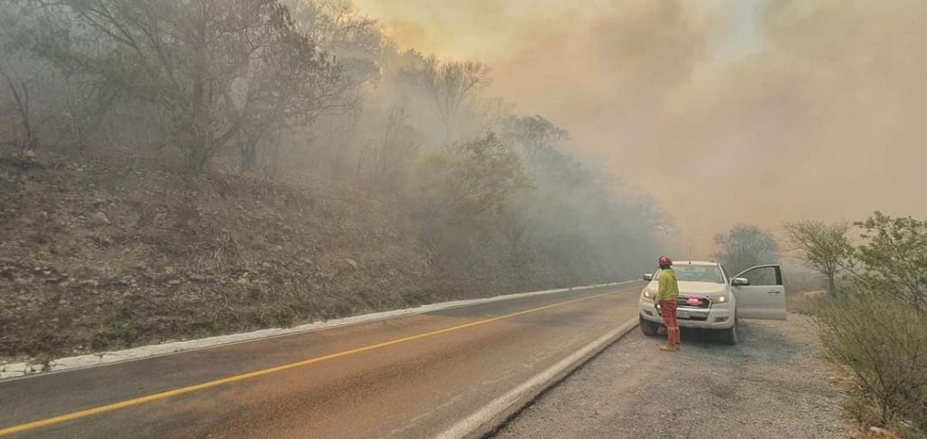 Cierran carretera de Iturbide a Linares, Nuevo León por incendio forestal Foto: Internet
