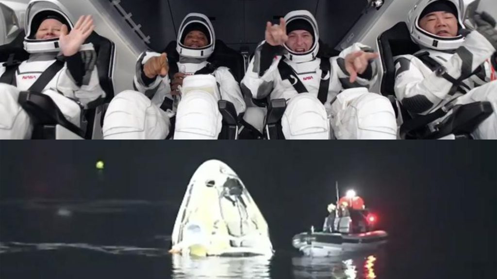 Nave de SpaceX regresó a la Tierra con 4 astronautas (Video)