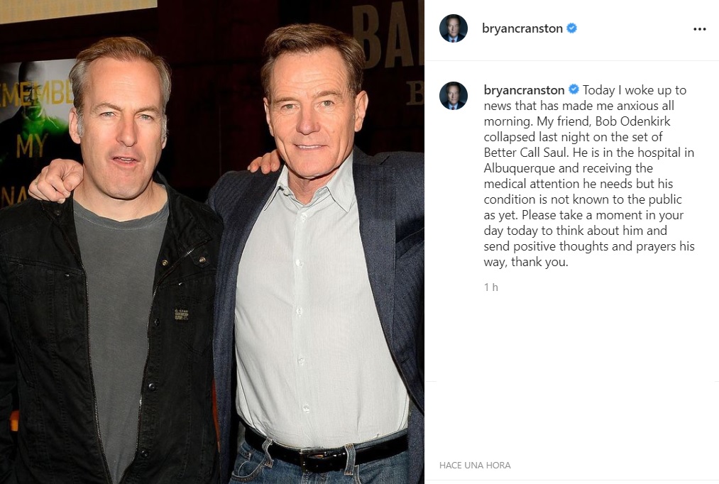 Bryan Cranston pide rezar por el estado de salud de Bob Odenkirk (Better Call Saul)
