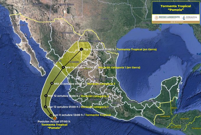 Se forma la tormenta tropical Pamela en el Pacífico mexicano