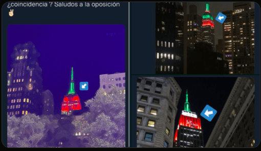 Confunden iluminación del Empire State de Navidad por Bandera de México