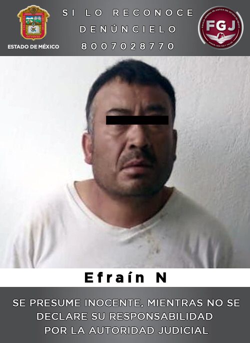 FGJEM detuvo a Efraín “N” por el delito de homicidio calificado *FOTO FGJEM*