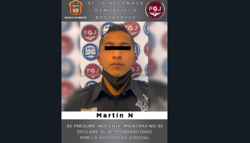 Fiscalía Edomex detuvo a Martín 'N' policía municipal de Huehuetoca, integrante de banda "Los Goris"