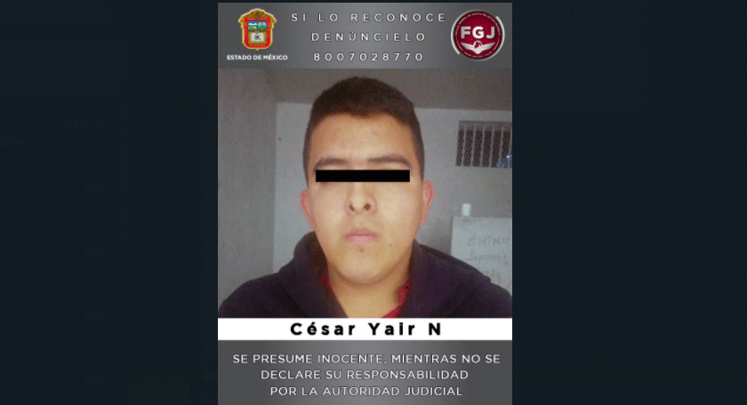 Fiscalía Edomex detuvo a César Yair “N”, por homicidio en grado de tentativa en Ixtlahuaca