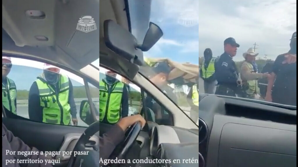 Yaquis agreden con todo y patrulla si no pagas cuota en bloqueo de carretera federal (Video)