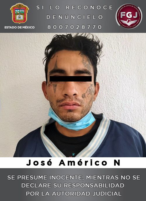 FGJEM detiene a José Américo “N” alias "El Lágrima" por homicidio calificado *FOTO FGJ-EM