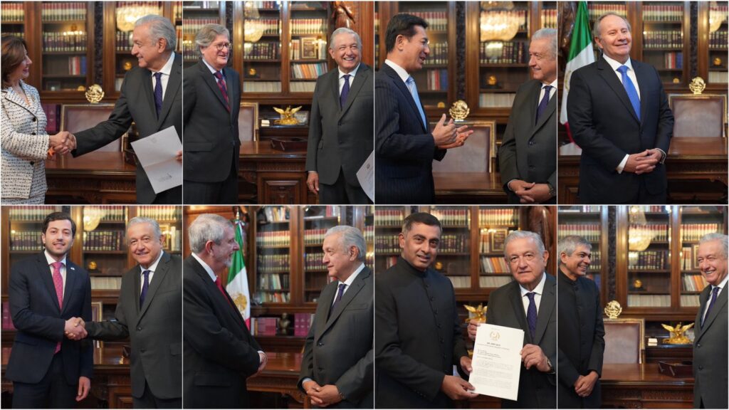 AMLO recibe cartas credenciales de ocho embajadores Foto: @lopezobrador_