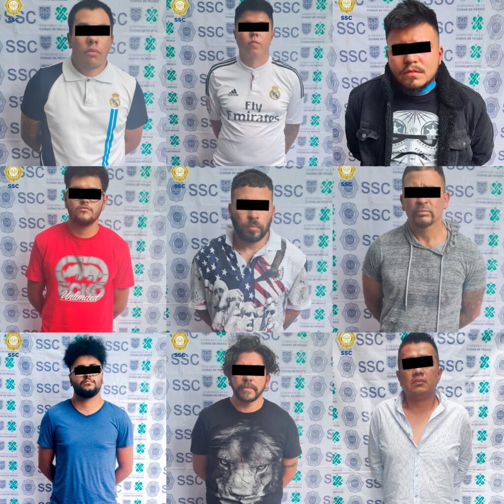 SSC-CDMX detuvo a 9 sujetos en posesión de narcóticos, vinculados a la "La Unión Tepito" Fotos: SSC-CDMX