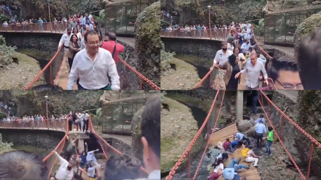 En plena inauguración cae puente en Cuernavaca; resultan heridos alcalde y comitiva (Video)