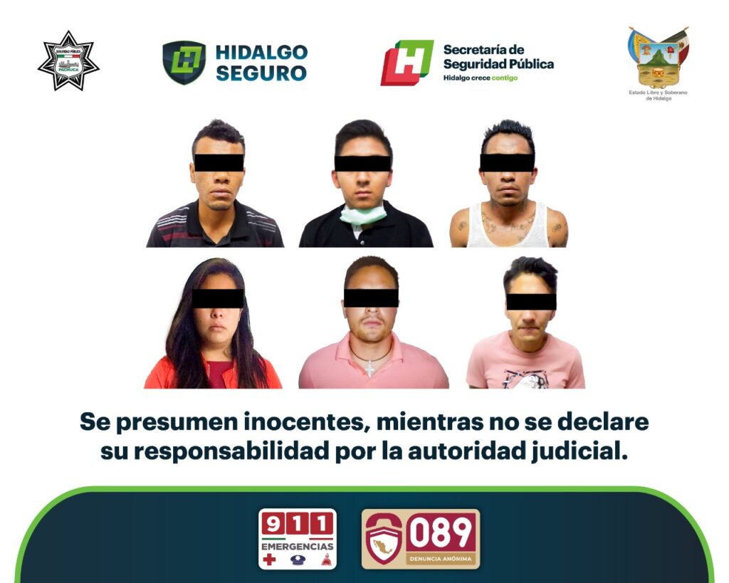 SSP-Hidalgo y Policía Municipal de Pachuca detuvieron a 6 integrantes de un grupo delictivo *FOTOS C5I / SSP-Hidalgo