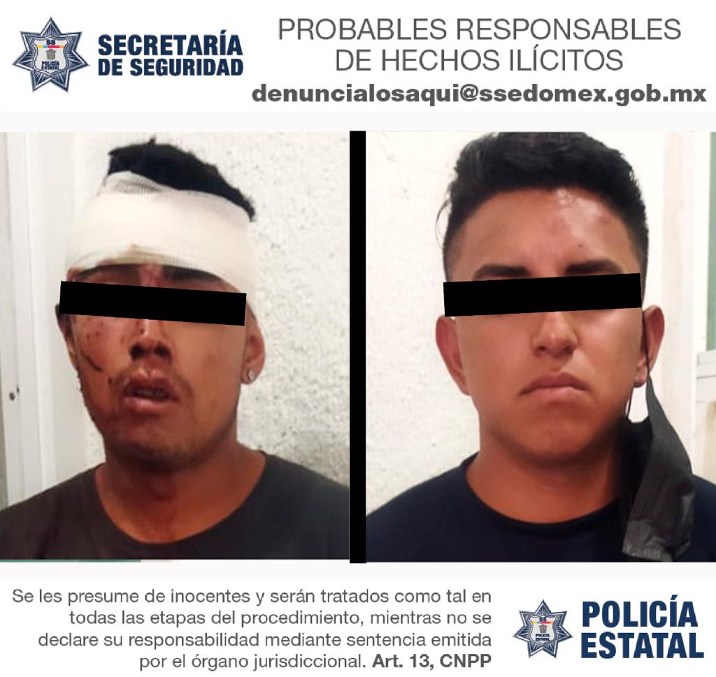 Tras persecución en Toluca, agentes detuvieron a sujetos probablemente implicados en delitos de robo de autopartes y lesiones
