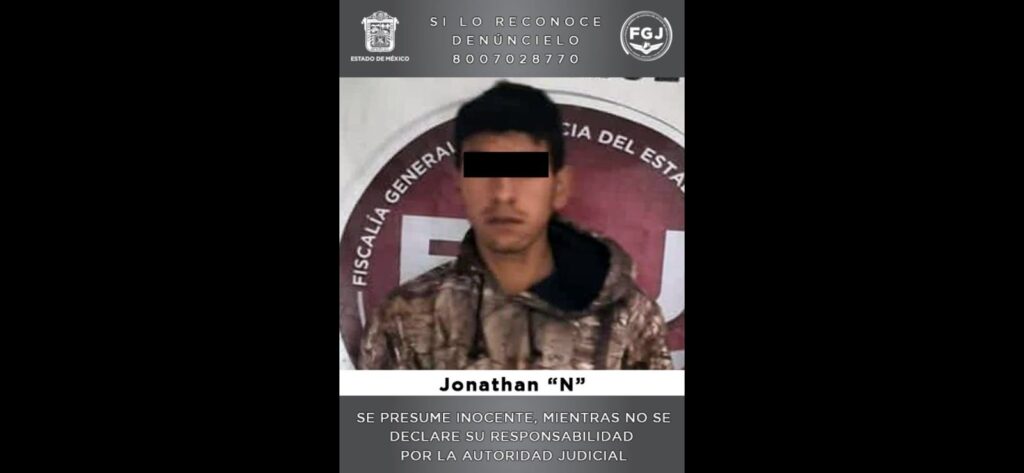 FGJEM detuvo a Jonathan “N”, investigado por homicidio calificado y delitos vinculados a la desaparición de personas Foto: FGJEM