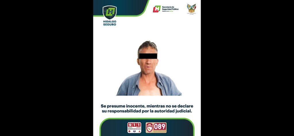 SSP-Hidalgo detuvo a un individuo, tras presunta agresión armada a una persona *FOTO SSP-HIDALGO
