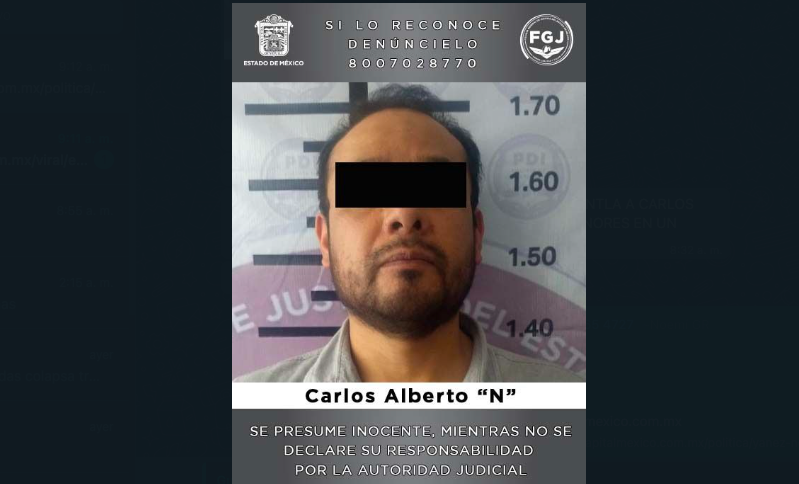 FGJ-EM detuvo en Tlalnepantla a Carlos Alberto “N”, probable abusador sexual de menores en kinder de Ecatepec