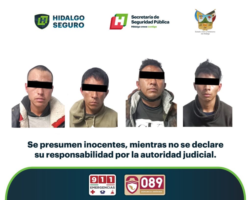 SSP-Hidalgo detuvo a 4 individuos integrantes de un presunto grupo delictivo relacionado con robo de vehículo con violencia *FOTOS SSP HIDALGO