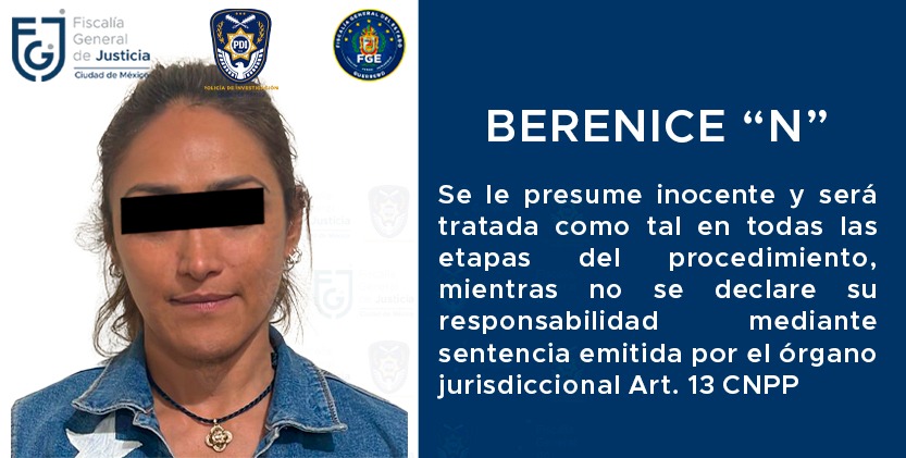 FGJ-CDMX obtiene prisión preventiva oficiosa en contra de Berenice “N”, alias “La Viuda Negra” *FOTOS & VIDEO FGJ-CDMX