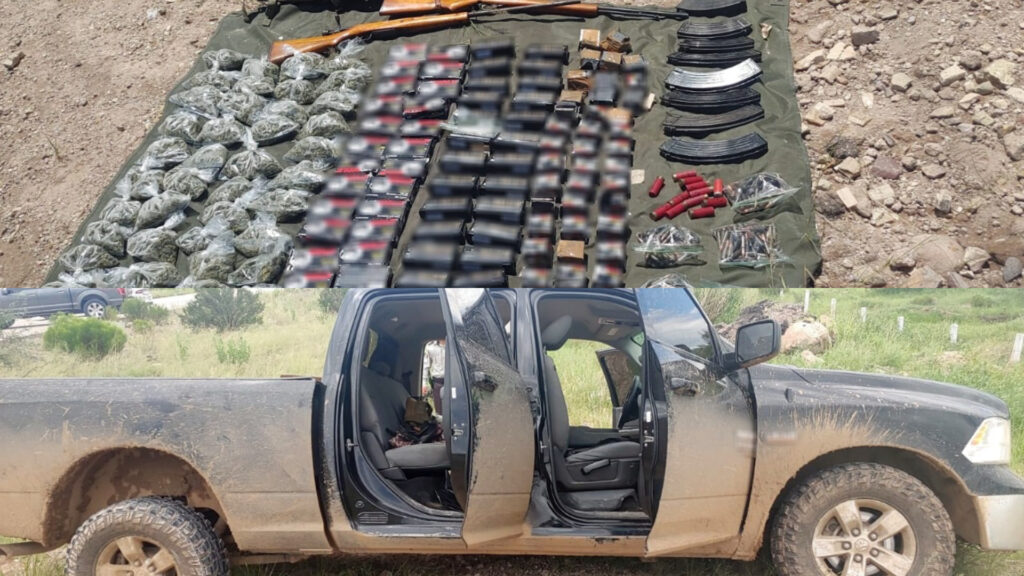 GN y SEDENA localizaron en Sonora armamento y narcótico al interior de un vehículo