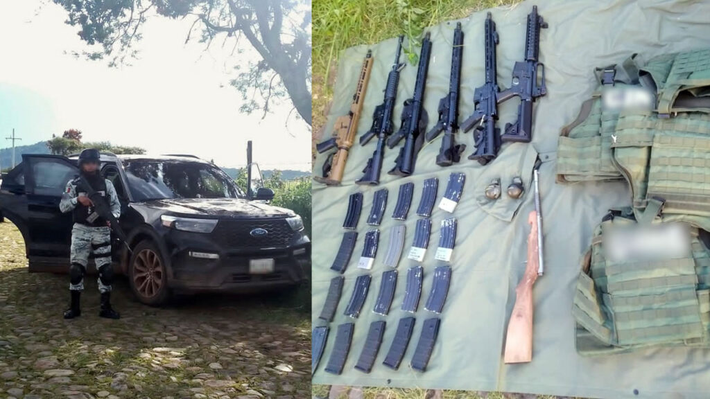 GN asegura en Jalisco vehículos, armas largas, bombas molotov y granadas