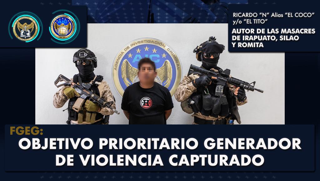 Capturan a Ricardo “N” alias “El Coco” autor de masacres en Irapuato, Silao y Romita Guanajuato