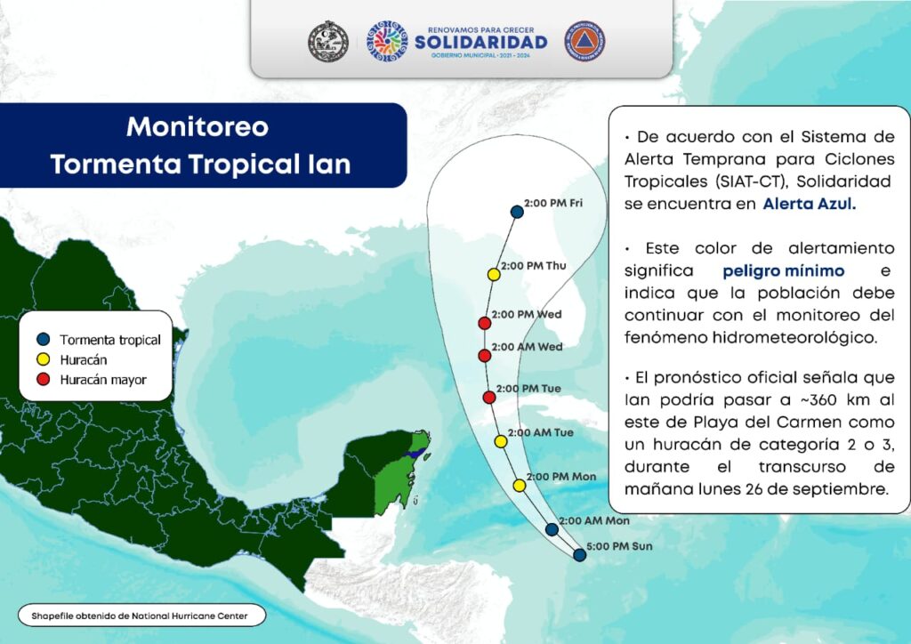Tormenta Tropical “Ian” se acerca a las costas de Quintana Roo