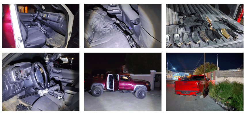 En Sonora y Tamaulipas, GN en conjunto con SEDENA localizaron armas, cargadores, cartuchos y chalecos balísticos