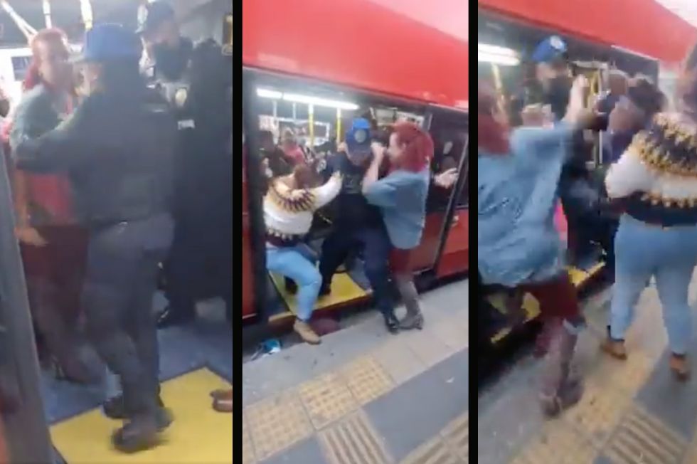 Policías son golpeados por mujeres borrachas en el Metrobús CDMX (video)