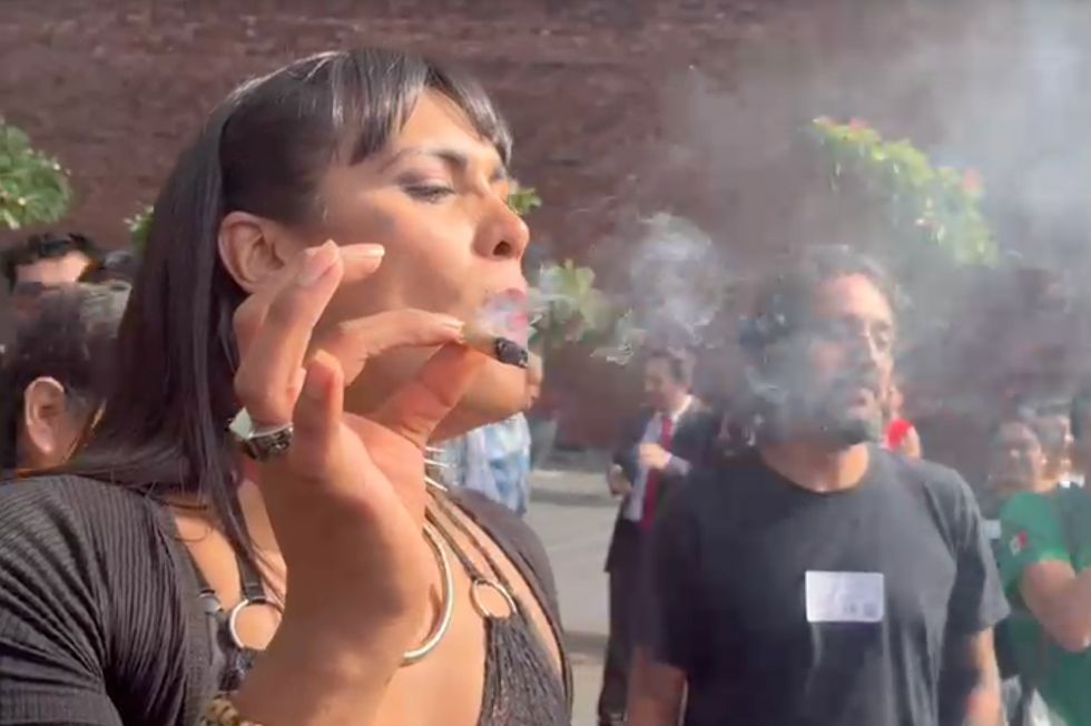 Legisladora de Morena, María Clemente y promotores de cannabis fuman mariguana en la Cámara de Diputados