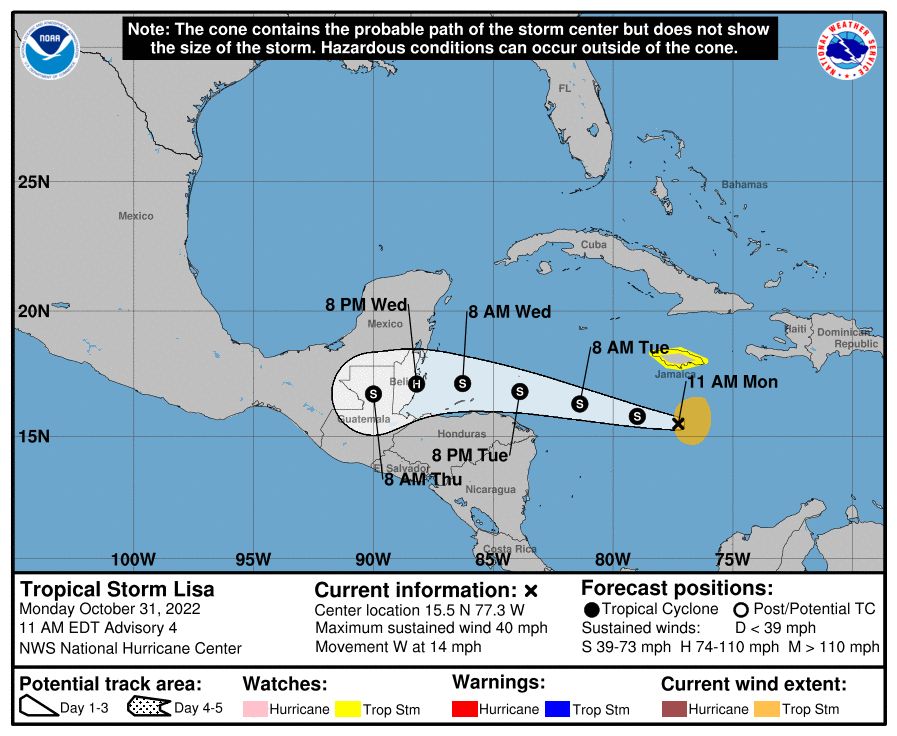 Nace tormenta tropical "Lisa" en el Caribe