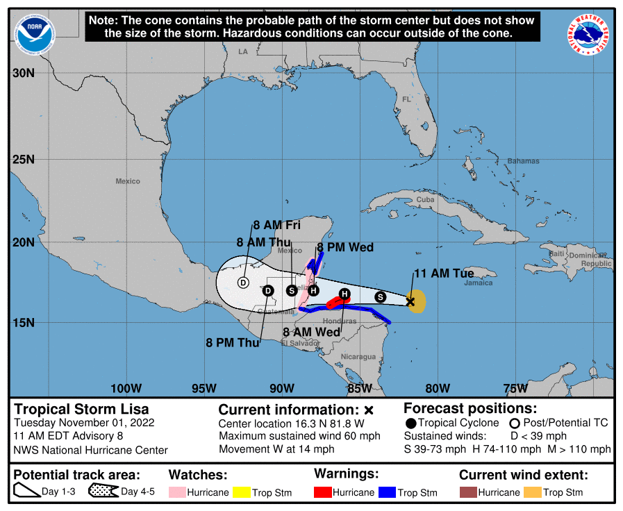 Quintana Roo entra en alerta verde ante presencia de la tormenta tropical "Lisa"