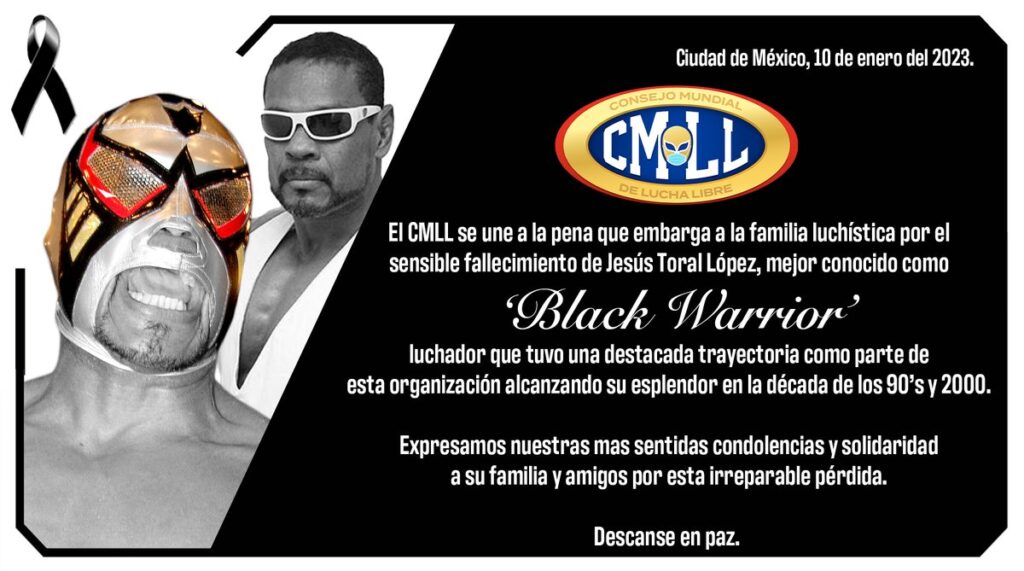 México de luto por el fallecimiento del luchador Black Warrior