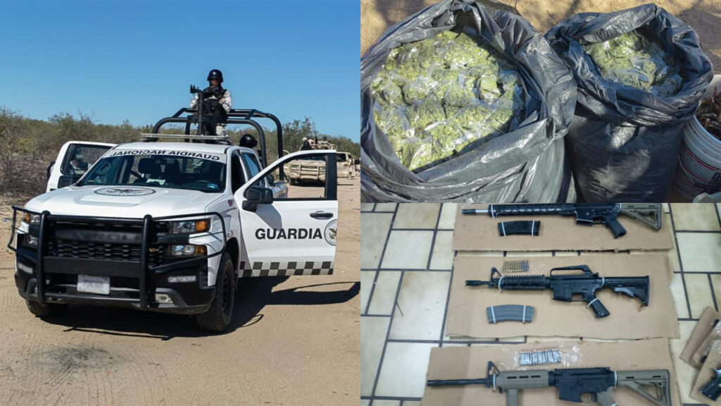 Armas, cargadores y marihuana son asegurados en Sonora