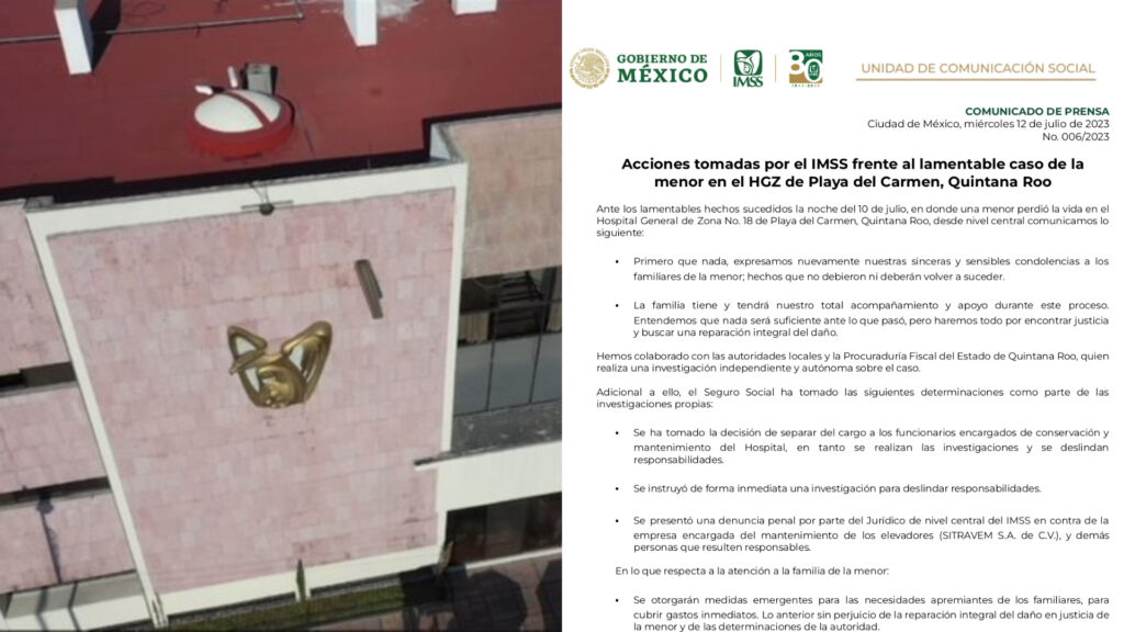 IMSS denuncia a empresa y separa a funcionarios por muerte de niña en Playa del Carmen