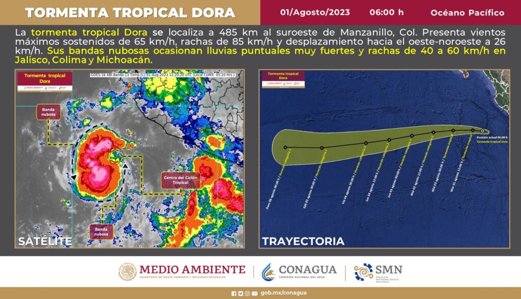 La tormenta tropical Dora se forma en costas mexicanas del Pacífico