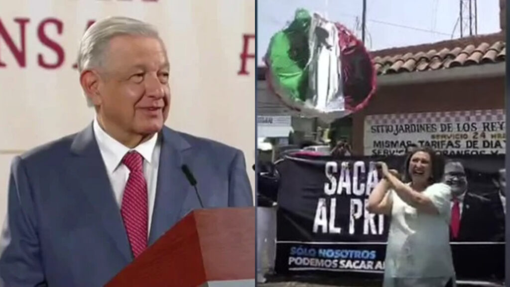 AMLO exhibe video de Xóchitl Gálvez rompiendo piñata del PRI para criticar congruencia del PAN