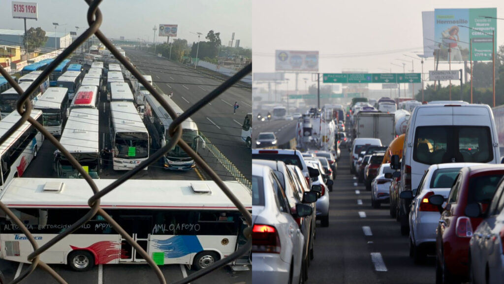 Transportistas de Hidalgo bloquean la Autopista México-Pachuca