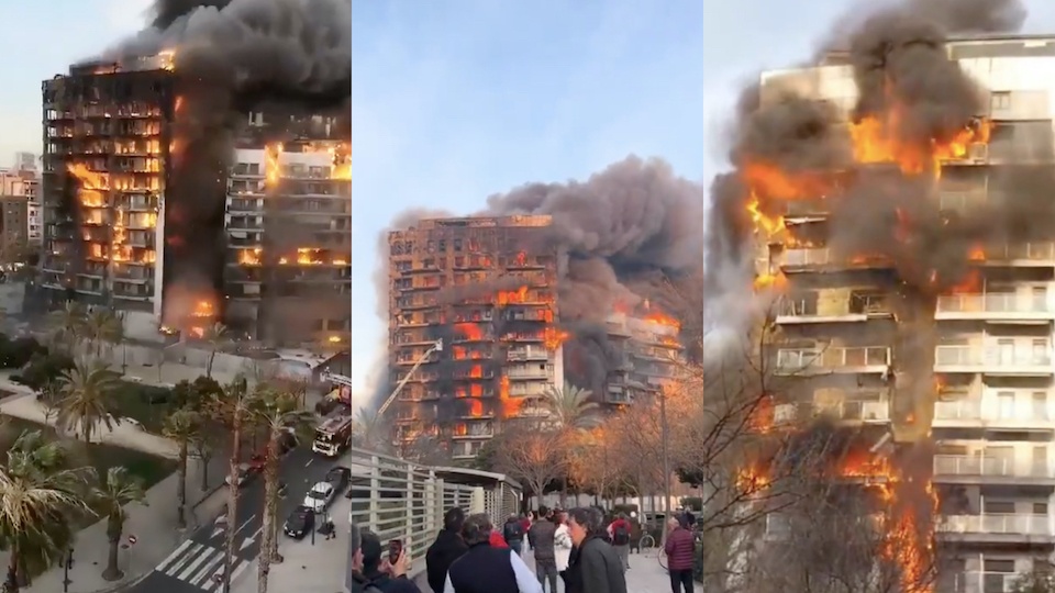 Fuerte incendio en edificio de Valencia dejó 10 muertos (Video)