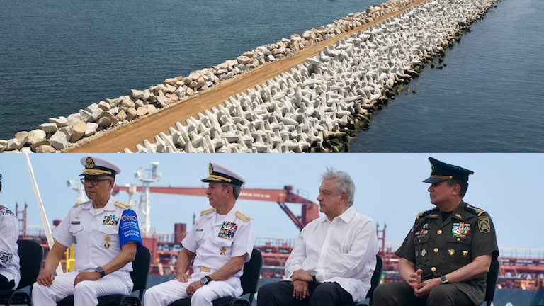 Presidente AMLO inaugura rompeolas del Puerto de Salina Cruz en Oaxaca
