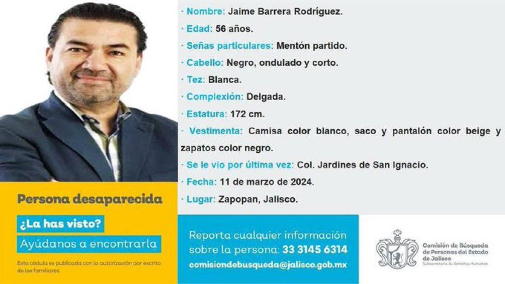 Hija del periodista Jaime Barrera pide ayuda para buscarlo en Guadalajara